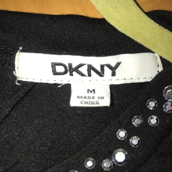 DKNY  Black Long Sleeve Top with Studs Girl Med - Picture 6 of 9